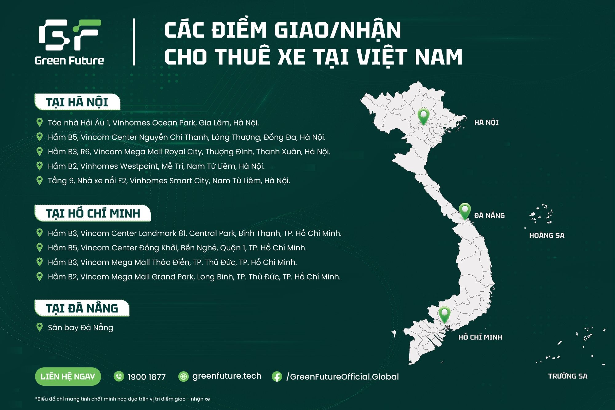 Hướng dẫn nhận xe VinFast - Đến các địa điểm theo danh sách nêu trên