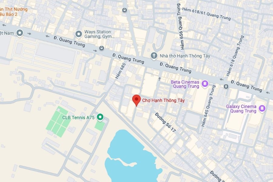 Vị trí chợ Hạnh Thông Tây trên bản đồ