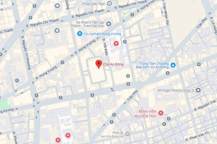 Bản đồ Google Maps hiển thị vị trí chợ An Đông