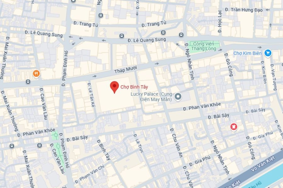 Bản đồ Google Maps hiển thị vị trí chợ Bình Tây