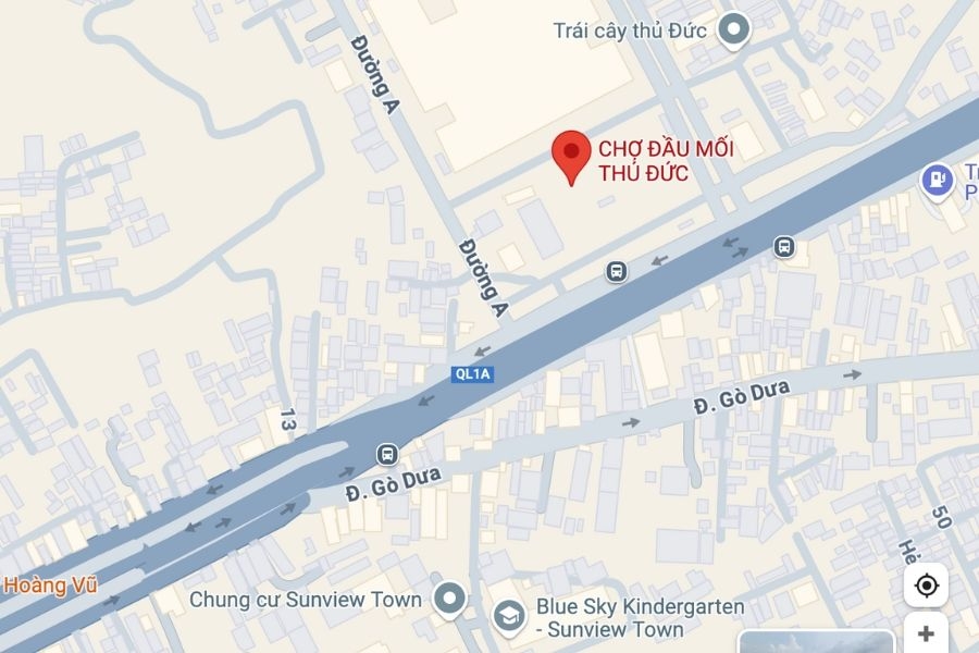 Chợ đầu mối Thủ Đức nằm tại trung tâm thành phố Thủ Đức