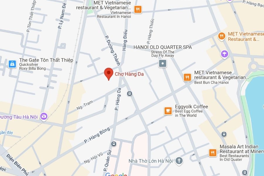 Bản đồ Google Maps hiển thị vị trí chợ hàng da