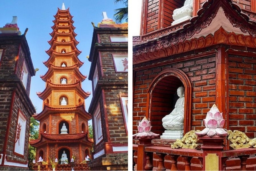 Bảo Tháp Lục Độ Đài Sen có tôn tượng Phật A Di Đà cùng hơn 60 pho tượng khác
