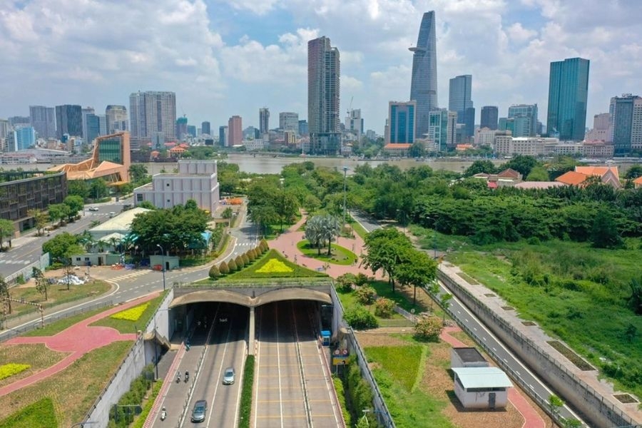 Hầm Thủ Thiêm có thiết kế hình chữ U với 2 chiều lưu thông