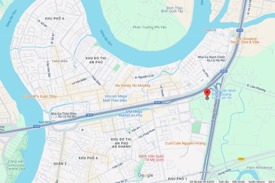 Pháp viện Minh Đăng Quang có vị trí dễ tìm thấy trên bản đồ (Nguồn ảnh: Internet)
