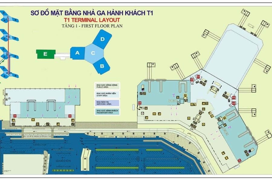 Sơ đồ nhà ga T1