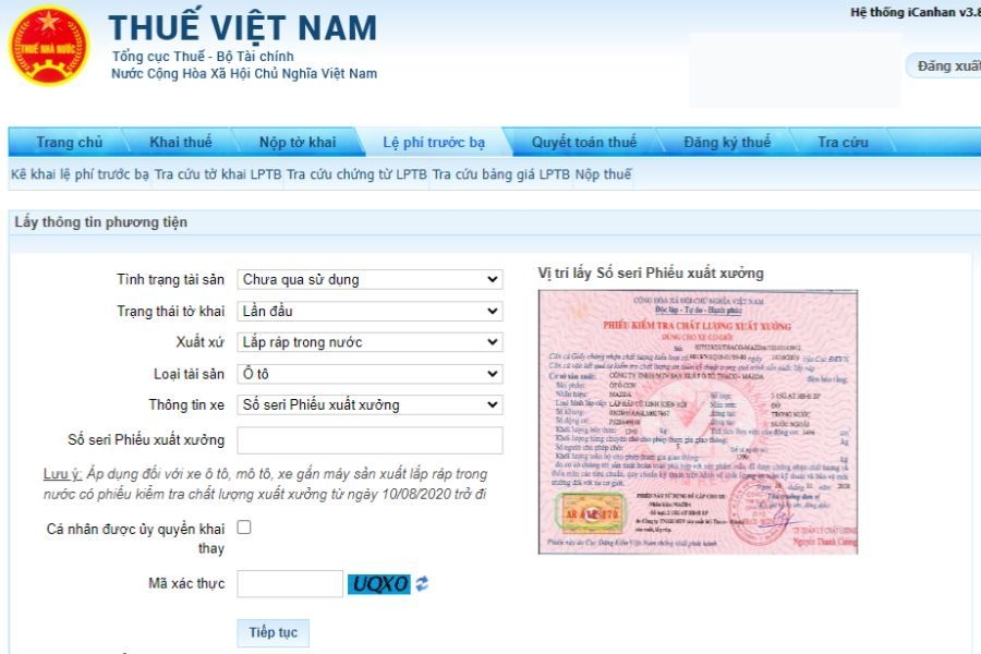 Quy trình đóng lệ phí trước bạ điện tử