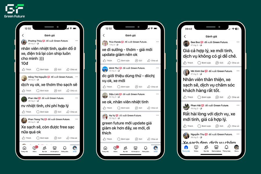 Green Future nhận được nhiều feedback 5 sao của khách hàng