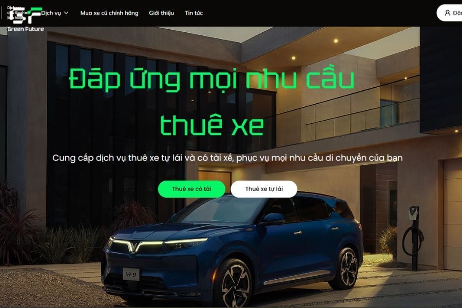 Truy cập trang chủ của Green Future để liên hệ đặt xe