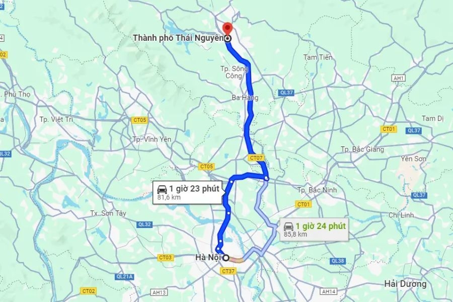 Bạn có thể lựa chọn đi cao tốc từ Hà Nội đến Thái Nguyên
