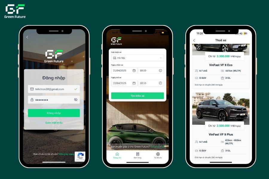 Đặt xe đi du lịch nhanh chóng qua ứng dụng Green Future Car Rental