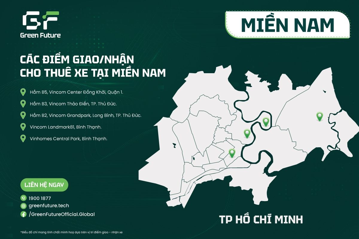 Các điểm giao/nhận xe của Green Future tại TPHCM